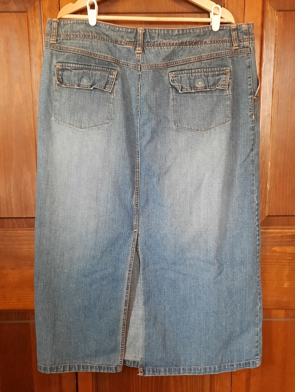 Vintage Y2K Old Navy 100% Cotton Medium Wash Denim Jean Maxi Skirt Size 18 - Picture 8 of 11